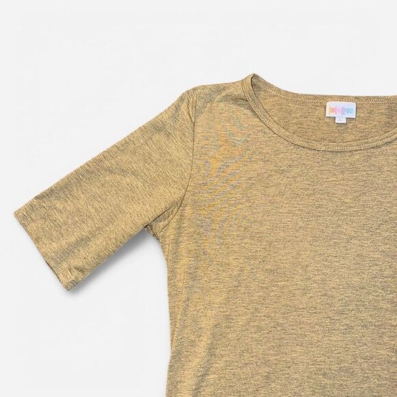 Lularoe "Gigi" Heather Mustard Half Sleeve T-Shirt - Picture 5 of 8